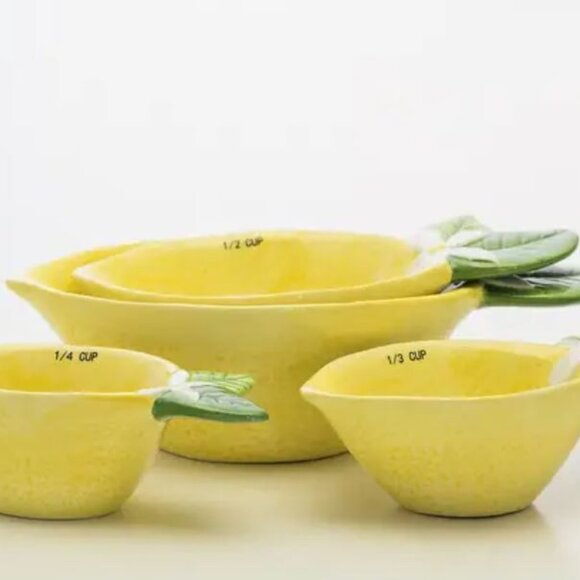NWT TEN STRAWBERRY STREET 4pk Dolomite Lemon Measuring Cups - Picture 3 of 14
